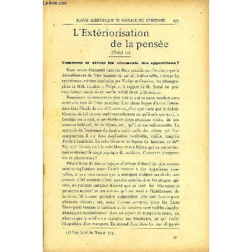 Revue Scientifique Et Morale Du Spiritisme 10e Annee N°10 - L¿Extériorisation De La Pensée .. Gabriel Delanne.Deux Séances Avec Eusapia Paladino À Rome. Enrico Carreras.La ...