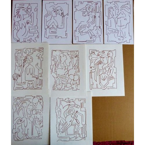 A  Schelder    Cubisme Dessins     Lot  De 9 Dessins