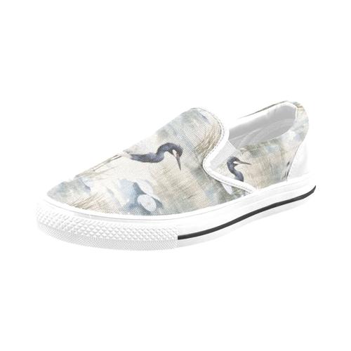 Chaussures À Enfiler Pingouin Aquatique Héron Aigrette Cigogne Sans Lacets Pour Hommes Et Femmes, Tendance Mode En Toile, Baskets Décontractées Faites À La Main