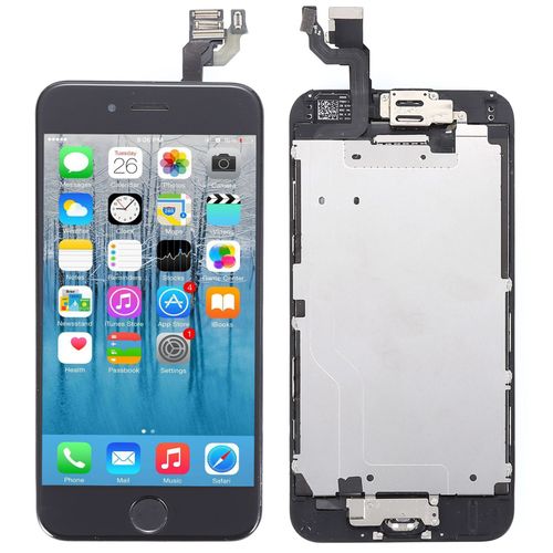 Noir Complet Ecran Lcd Vitre Tactile Sur Châssis + Home Caméra + Écouteur Pour Iphone 6 4.7" + Outils De Réparation + Film Protection D'écran En Verre Trempé