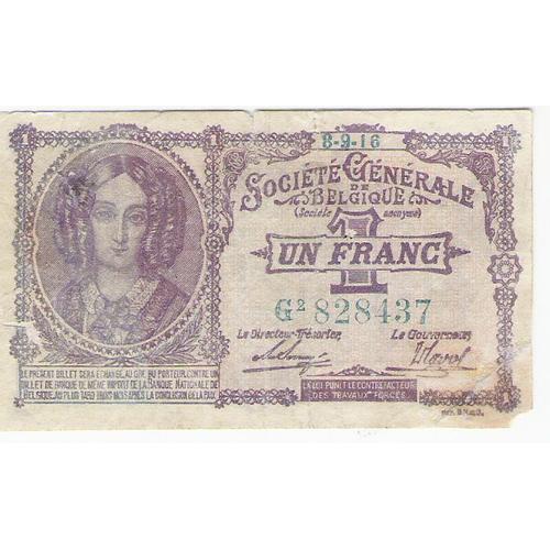 Billet Belge Emis Par Societe Generale  Le 8-9-1916