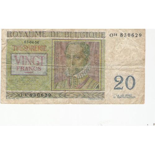Billet Vingt Francs Belge Du 03-04-56