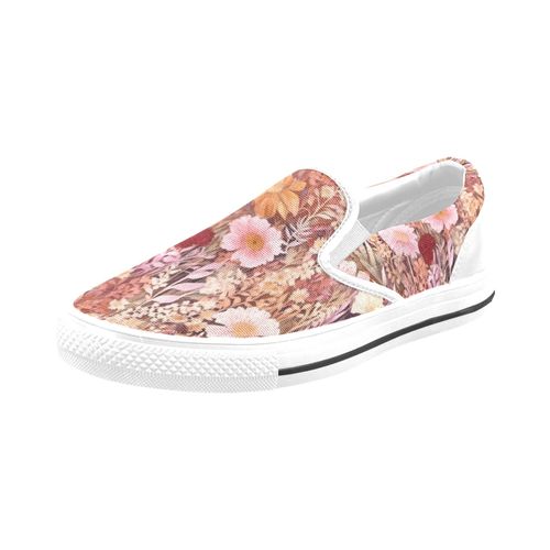 Chaussures À Enfiler Botaniques Florales Rose Bordeaux Sans Lacets Pour Hommes Et Femmes, Tendance Mode En Toile, Baskets Décontractées Faites À La Main