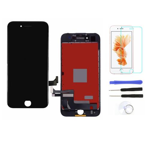 Pour Iphone 7 Noir Ecran Vitre Tactile Lcd Sur Châssis/Cadre Remplacement Affichage + Set Outils + Film En Verre Trempé