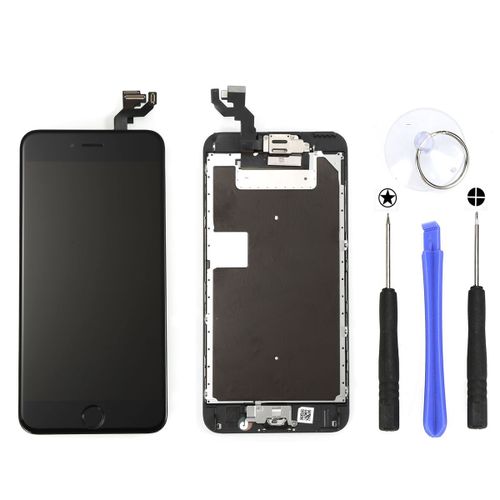 Noir Complet Ecran Lcd Vitre Tactile Sur Châssis + Home Caméra + Écouteur Pour Iphone 6s Plus 5.5" + Outils De Réparation + Film Protection D'écran En Verre Trempé