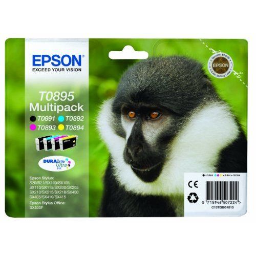 Epson T0895 Multipack Cartouche d'encre d'origine - Bleu/Noir/Rose/Jaune