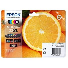 Epson N °33XL Orange Cartouche d'Encre d'Origine Claria Home Multipack - Noir, Cyan, Magenta, Jaune (C13T3357)