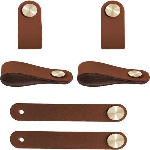 Poign¿¿es de meubles en cuir, 6 boutons de meubles en cuir, pour poign¿¿es de porte de tiroir de porte de placard