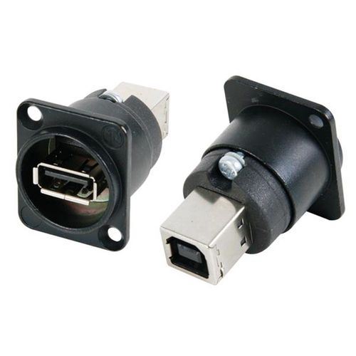 Changeur De Genre Usb (Type Usb A Et Usb B) - Noir - Boîtier D Nickelé - Neutrik