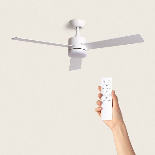 Ventilateur de Plafond Silencieux Fleves 132cm Motor DC Avec Lumière Télécommande Blanc Blanc Non