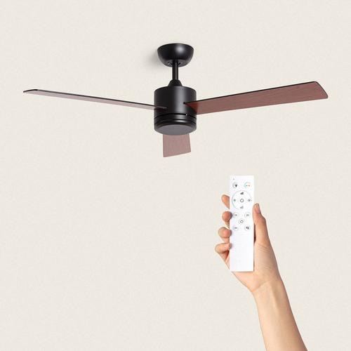 Ventilateur de Plafond Silencieux Fleves 132cm Motor DC Sans Lumière Télécommande Noir Bois Foncé Non