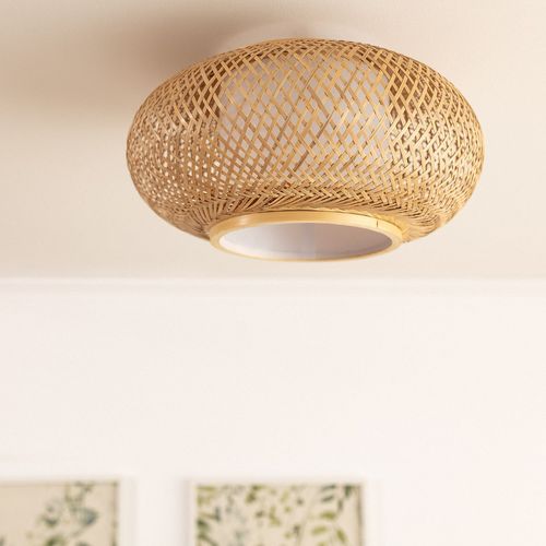 Plafonnier Led Rond Bambou Ø400 Mm Denia Naturel