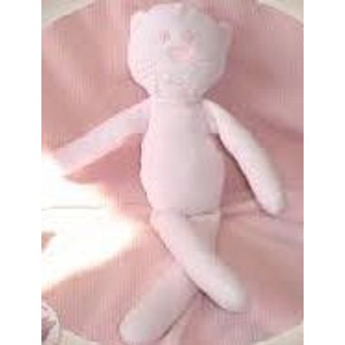 Doudou Chat Rose Pâle Bout Chou Broderies Roses