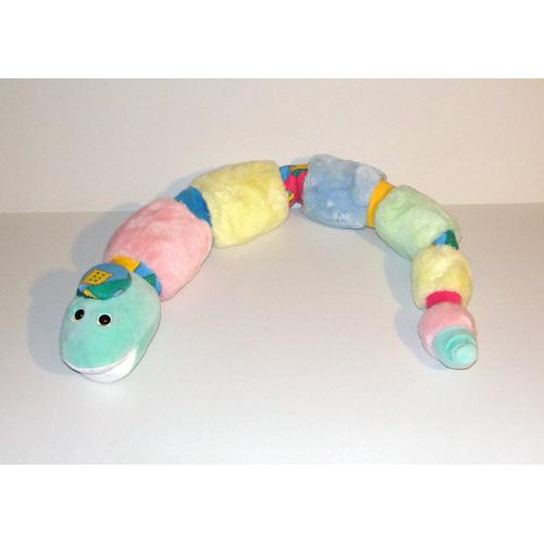 Doudou Serpent Boulgom Multicolore Ancien Hochet Peluche Rare Pouet 84 Cm