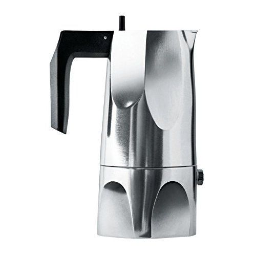 A di Alessi Ossidiana Cafetière Espresso en Fonte d'Aluminium avec Poignée - 1 tasse - Noir