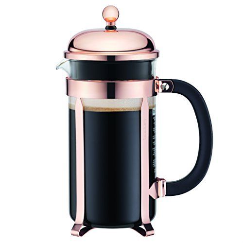 Bodum 11652-18 Chambord Cafetière à Piston avec 8 Tasses Verre Cuivre 1,0 L