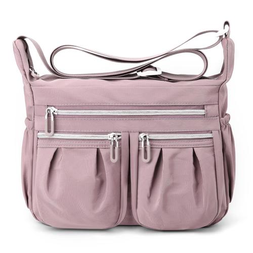 Femme Sac à Bandoulière Loisir Sac Bandoulière Léger Sac de Messager Plusieurs Poches Nylon Sacoche Achats Voyage Sac Porté Épaule Violet