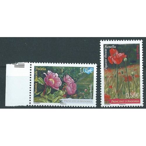 Lot De Deux Timbres Andorre "Série Fleurs" 2013 N° 742 / 743