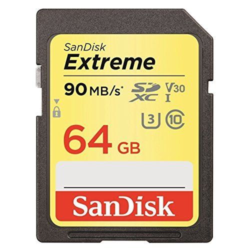 Carte Mémoire SDXC Sandisk Extreme 64  Go jusqu'à  90  Mo/s, Classe 10, U3, V30, FFP
