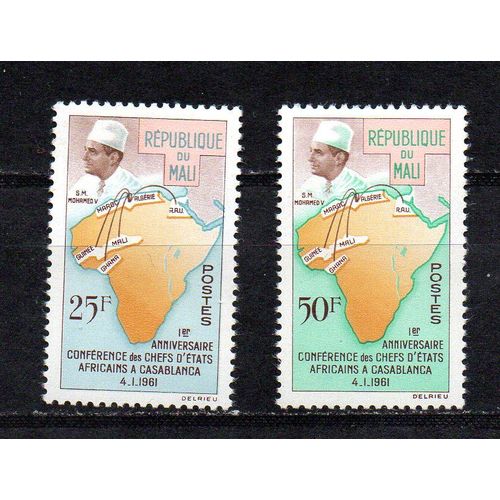 Mali- 2 Timbres Neufs- Conférence Des Chefs D' Etats Africains À Casablanca- N°31/2 