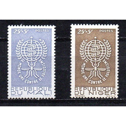 Mali- Niger- 2 Timbres Neufs - Lutte Contre Le Paludisme