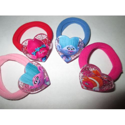 Lot 4 Noeud Chouchou Cheveux Trolls