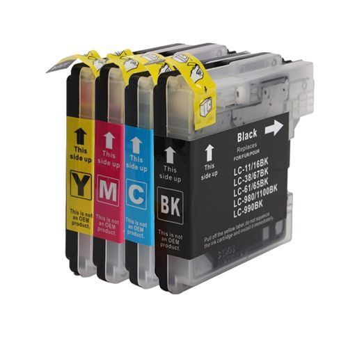 DOREE 4 LC980 LC1100 Cartouches d'encre (1Noir+1Cyan+1Magenta+1Jaune) Compatibles pour Imprimante Brother MFC-290C, MFC-490CW, MFC-5490CN,Brother DCP-145C,DCP-165C,DCP-185C