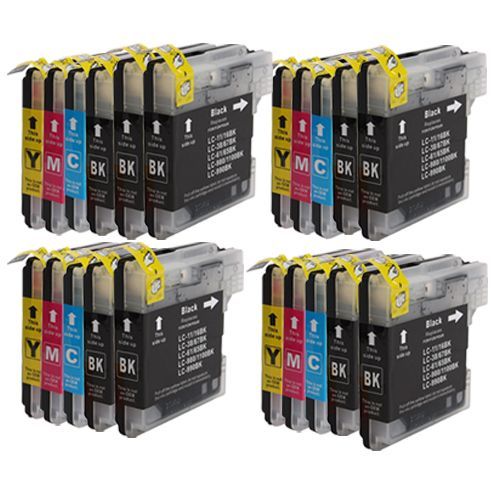 DOREE Pack 21 LC1100 LC980 Cartouches d'encre Compatible avec Brother MFC-290C, MFC-490CW, MFC-5490CN,Brother DCP-145C,DCP-165C,DCP-185C,MFC-6490CW - 9 Noir, 4Cyan, 4 Magenta, 4 Jaune