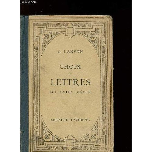 Choix De Lettres Du Xviiie Siecle