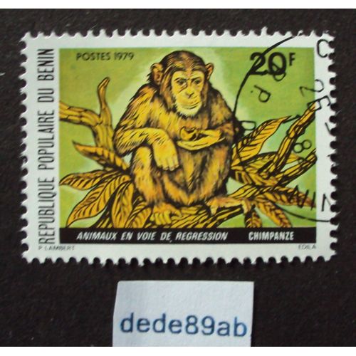 Republique Populaire Du Bénin..  20f Animaux En Voie De Regression : Chimpanzé . Oblitéré Used Stamp.