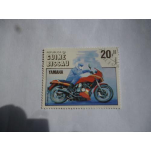 Timbre Guine Bissau 1985 :Moto Yamaha.