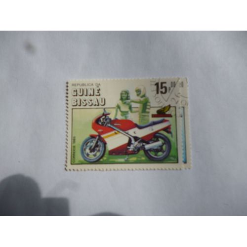 Timbre Guine Bissau 1985 :Moto Honda.