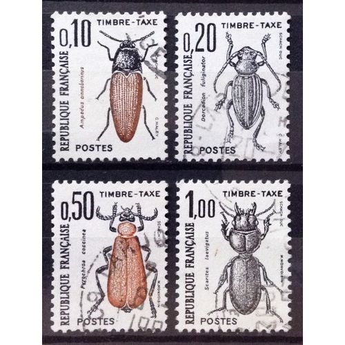 France - Taxes Insectes Coléoptères 0,10 (N° 103) + Coléoptères 0,20 (N° 104) + Coléoptères 0,50 (N° 105) + Coléoptères 1,00 (N° 106) Obl - Année 1982 - N15287