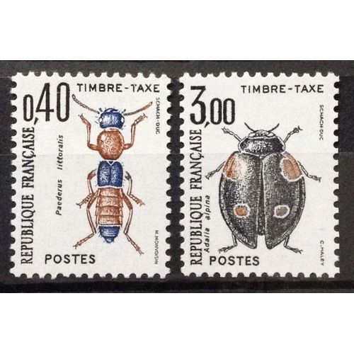 France - Taxes Insectes Coléoptères 0,40 (N° 110) + Coléoptères 3,00 (N° 111) Neufs** Luxe - Année 1983 - N15290