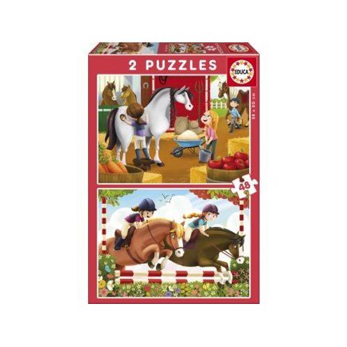 Puzzle Enfant - Les Chevaux - 2 X 48 Pieces - Educa Animaux