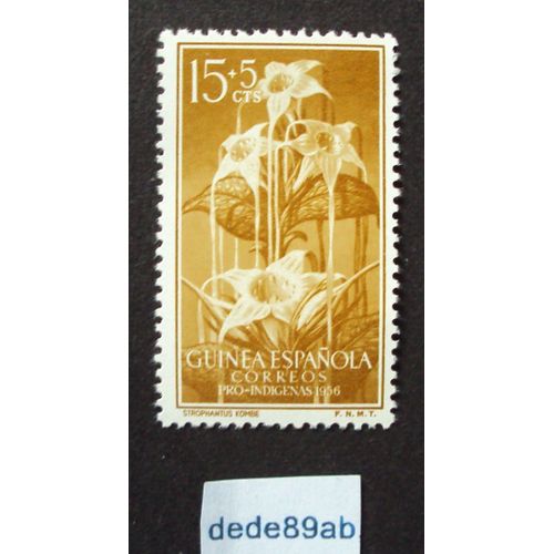 Guinéa Espanola..  15+5cts Pro Indigenas 1956 . Fleurs : Strophantus Kombe . Non Oblitéré