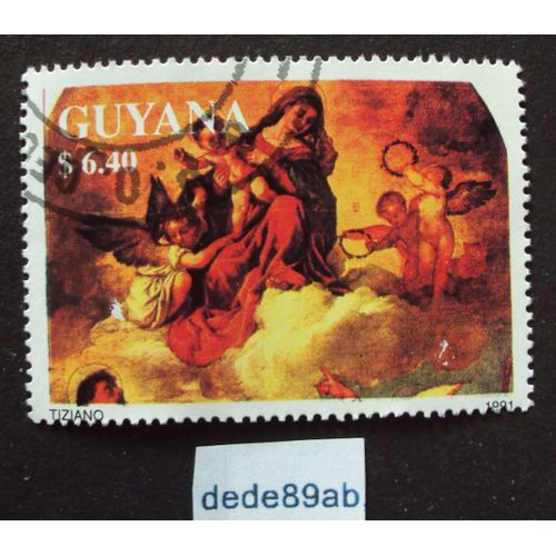 Guyane..  6.40s Guyana. Tableau : Tiziano (Le Titien) . Oblitéré Used Stamp