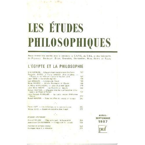 Les Études Philosophiques / Avril Septembre 1897 / L'egypte Et La Philosophie