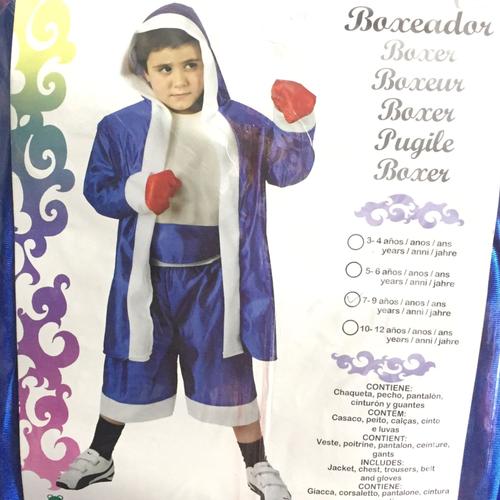 Deguisement Enfant Boxeur Bleu Avec Veste, Poitrine, Pantalon, Ceinture Et Gants 