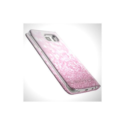 Etui Galaxy S7 Edge Strass Rose ( 2017-Cuir-S7edge-Strasrose )