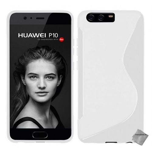 Housse Etui Coque Pochette Silicone Gel Fine Pour Huawei P10 + Film Ecran - Blanc