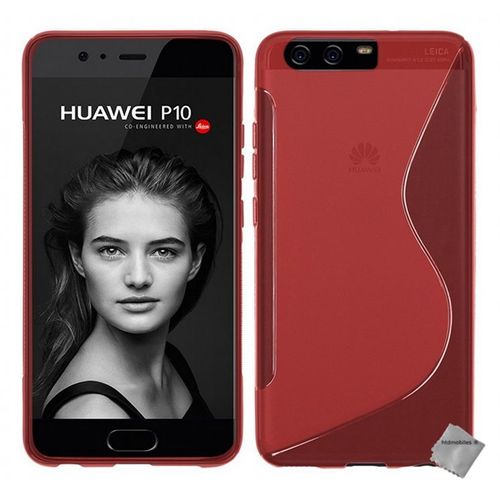Housse Etui Coque Pochette Silicone Gel Fine Pour Huawei P10 + Film Ecran - Rouge
