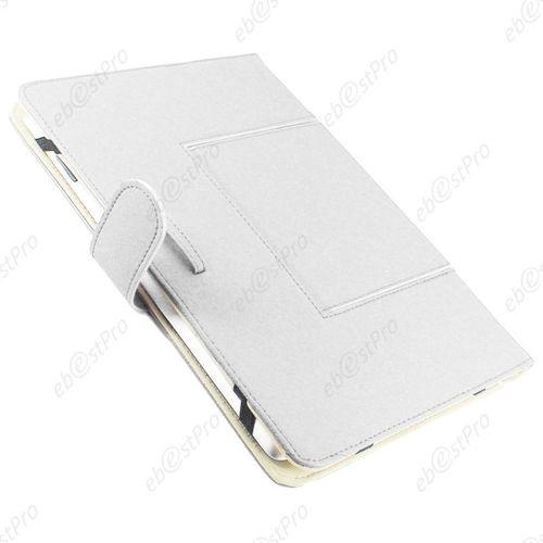 Ebeststar ® Housse Coque Etui Universel 18,2 X 27,5 Cm Cuir Synthétique Support Stand Pour Tablettes 10" 10 Pouces Pour  Tablette 10 Pouces, Couleur Blanc [Dimensions Precises De Votre Appareil : , Écran 0'']