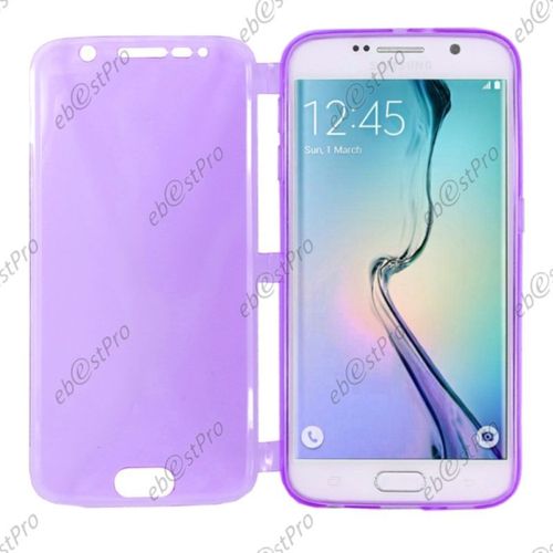 Ebeststar ® Verre + Lot X3  Etui Portefeuille À Rabat Livre Housse Coque Silicone Gel Pour Samsung Galaxy S6 Sm-G920f, G920, Couleur Transparent, Violet, Rose [Dimensions Precises De Votre Appareil : 143.4 X 70.5 X 6.8 Mm, Écran 5.1'']