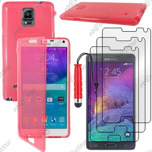 Ebeststar ® Pour Samsung Galaxy Note 4 N910f - Housse Etui Coque Portefeuille Livre Silicone Gel + Mini Stylet + 3 Film Écran, Couleur Rouge [Dimensions Precises De Votre Appareil : 153.5 X 78.6 X 8.5 Mm, Écran 5.7'']