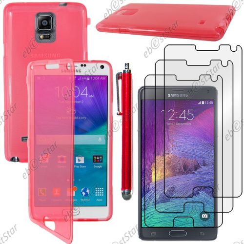 Ebeststar ® Pour Samsung Galaxy Note 4 N910f - Housse Etui Coque Portefeuille Livre Silicone Gel + Stylet + 3 Film Écran, Couleur Rouge [Dimensions Precises De Votre Appareil : 153.5 X 78.6 X 8.5 Mm, Écran 5.7'']
