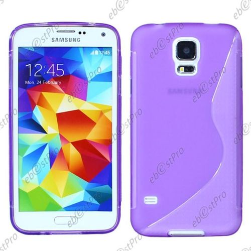 Ebeststar ® Lot X3 Coque S-Line Silicone Gel Motif Vague Housse Etui Protection Souple Pour Samsung Galaxy S5 G900f, S5 New G903f Neo + Verre, Couleur Violet, Noir, Rose [Dimensions Precises De Votre Appareil : 142 X 72.5 X 8.1 Mm, Écran 5.1'']