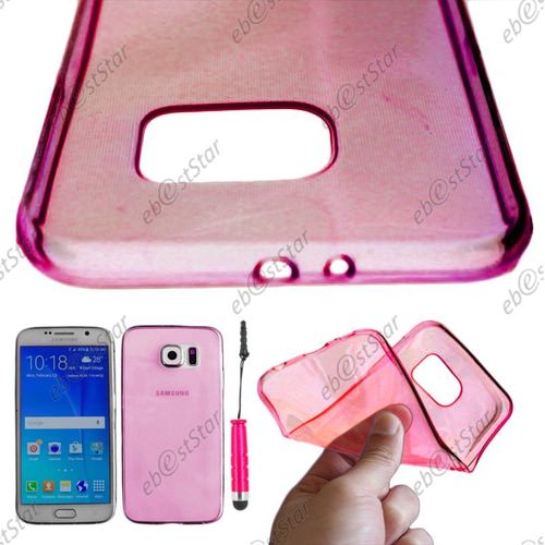 Ebeststar ® Pour Samsung Galaxy S6 Sm-G920f, G920 - Housse Etui Coque Silicone Gel Souple Ultra Fine 0,3mm Et Invisible + Mini Stylet, Couleur Rose [Dimensions Precises De Votre Appareil : 143.4 X 70.5 X 6.8 Mm, Écran 5.1'']