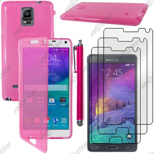 Ebeststar ® Pour Samsung Galaxy Note 4 N910f - Housse Etui Coque Portefeuille Livre Silicone Gel + Stylet + 3 Film Écran, Couleur Rose [Dimensions Precises De Votre Appareil : 153.5 X 78.6 X 8.5 Mm, Écran 5.7'']