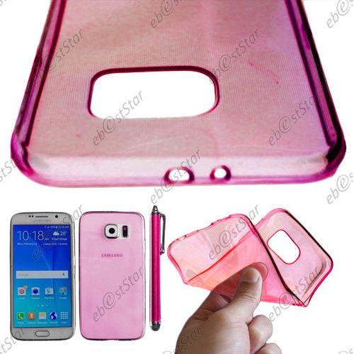 Ebeststar ® Pour Samsung Galaxy S6 Sm-G920f, G920 - Housse Etui Coque Silicone Gel Souple Ultra Fine 0,3mm Et Invisible + Stylet, Couleur Rose [Dimensions Precises De Votre Appareil : 143.4 X 70.5 X 6.8 Mm, Écran 5.1'']